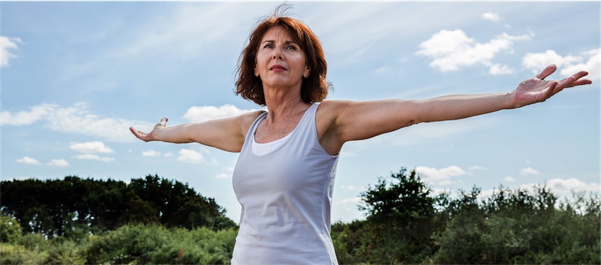 healthy menopause woman exercising in nature