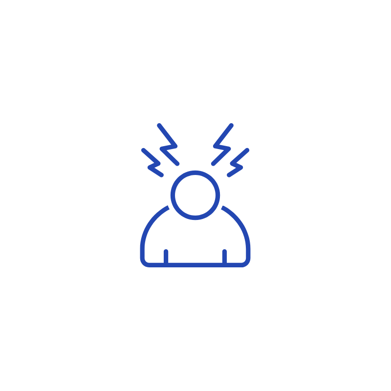 Blue icon of stressed person