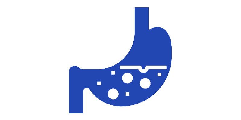 Stomach icon with liquid and bubbles representing digestion and gut health issues for naturopathic treatment page